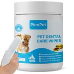 PICE PET Enzymatic Finger Teeth Wipes for Dogs & Cats - Reduce Dental Plaque, Tartar & Freshen Breath - All Natural, Non-Irritating Ingredients - Unscented, 60 Count