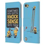 Head Case Designs Officially Licensed Despicable Me Knock Sense Funny Minions Leather Book Wallet Case Cover Compatible With Apple iPod Touch 5G 5th Gen