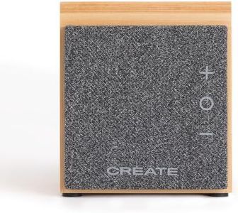 CREATE / Speaker Mini Pro Bamboo/Altavoz Bluetooth de bambú con Soporte para Smartphone/Bluetooth 5.1, hasta 10m de Cobertura, Puerto USB-C, Micrófono Incorporado, Batería Potente de 1800 mAh