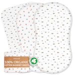 Sweave Organic Moses Basket Sheets Fitted (2-Pack) - 100% GOTS Certified Bassinet Sheets, Breathable Cotton Sheets - Compatible with Moses Baskets and Most Bassinets (84x40 cm)