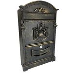 LARGE VINTAGE OUTDOOR LOCKABLE LETTER POST BOX MAILBOX WALL MOUNTED SECURE MAIL (Bronze)