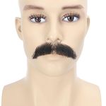 Fake Beard | Adytom Human Hair Lace Hands Tied Realistic Mustache For Adult Costume Theatrical Grade 1 Piece False Beards (Black)