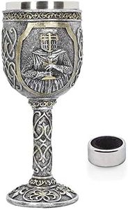 Medieval Viking Knight Chalice Wine Goblet Gothic Metal Cup Drinking Vessel with Wine Drip Ring for King/Queen's Party Decorations Wedding Prop