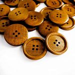 Daily Crafts Pack of 12 Buttons Diameter 25 mm,(1 inch) 4 Holed for Sewing and Art and Craft Round Buttons with 4 Holes| (Brown Wooden)