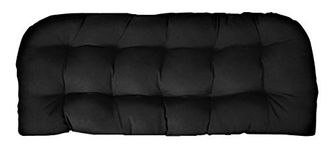 RSH DECOR: Tufted Wicker Loveseat Cushion | 41” x 19" | Sunbrella Performance Fabric | Water and Fade-Resistant | Outdoor Settee Cushion for Patio Furniture | Canvas Black