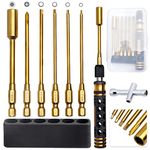 HobbyPark 6 in 1 RC Hex Driver Screwdriver Set 1.5mm 2.0mm 2.5mm 3.0mm & Hex Nut Driver & Phillips Bit and Wheel Wrench for RC Car Hobby Tool Kit