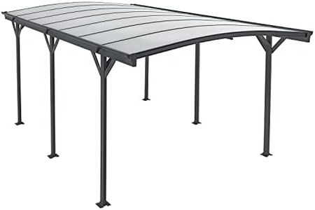Juskys Carport mit Bogendach 5x3 m - Überdachung aus Aluminium mit Doppelstegplatten - Unterstand für Autos - freistehende Montage - Dunkelgrau