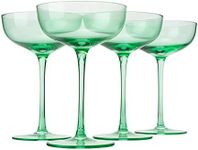 The Wine Savant Colored Coupe Glass | 7oz | Set of 4 Colorful Champagne & Cocktail Glasses, Fancy Manhattan, Crystal Martini, Cocktails Set, Margarita Bar Glassware Gift, Vintage (Green)