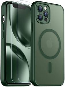 SPIDERCASE Designed for iPhone 12 Pro Max Case, Magnetic Translucent [2 Tempered Glass Screen Protector] Anti-Fingerprint Anti-Scratch for iPhone 12 Pro Max, Green