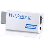 XCOZU Wii to HDMI Adapter, Wii to HDMI Converter Connector with Full HD 1080p/720p Video Output and 3.5mm Audio, Supports All Wii Display Modes Game - White