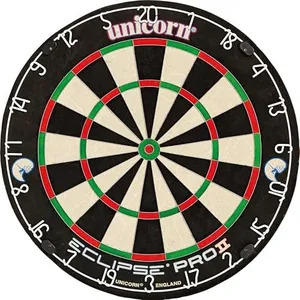 Unicorn Eclipse Pro 2 Bristle Steel Tip Dartboard with American Legend Dartboard Cabinets – Ultra-Slim Bullseye – High-Vis Rotatable Number Ring – 30% Thinner Wire