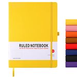 HIJYOO A4 Notebook, Notebook A4 Journal Notebook Hardcover Notepad with Bookmark Composition Notebooks, Pen Loop, and Elastic Closure, 8.3" X 11.18", Yellow