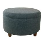 HomePop Large Round Storage Ottoman - Textured Navy