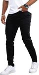 GINGTTO Skinny Jeans Men Fashion Designer Slim Fit Stretch Waist Tapered Leg(34W x 30L, Black)