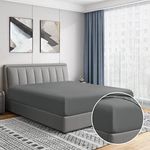 Cathay Home Luxury Wrinkle and Fade Resistant Double Brushed Ultra Soft Microfiber 14-Inch Standard Pocket Single Fitted Sheet, Gray, Full