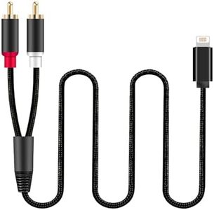 WUSERNING Male-Male RCA Stereo Audio Cable, Y Splitter Red and White Cord Compatible with iPhone/iPad/iPod Connect to Car, Amplifier, Home Theater, Speaker and More(3.6ft) Black