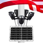 Flag Pole Light Solar Powered 5 Aluminum Super-Spotlights 14W12000mA Battery Adjustable Screws Fits 2-4''100% Flag Coverage-Light Up American Flag Outdoor with Solar FlagPole Light from Dusk to Dawn