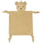 Organic Cotton Muslin Lovey Blanket, Organic Cotton Muslin Bear Security Blanket Soft & Breathable Baby Gifts for Boys and Girls