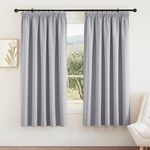 PONY DANCE Blackout Curtains Pencil Pleat - Energy Saving Living Room Curtain 2 Panels Set Light Filter Super Soft Curtains Home Decorative, W66 X L72, Silver Grey