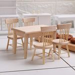 Z MAYABBO Wooden Dollhouse Furniture of Table & Chair, Miniature Dollhouse Accessories of Dining Room Accessory - 1/12 Scale