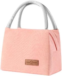 Lunch Bags Cooler Tote for Women Men Kids, MH MOIHSING Portable Insulated Thermal Lunch Tote Bag, Leakproof Lunch Box Canvas Cold Food Container for Office Work School Picnic, Travel Lunchbox - Pink