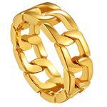 ChainsPro Mens & Womens Gold Ring Band 18K Gold Plated Curb Link Finger Rings