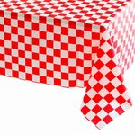 54"x108" Red and White Checkered Table Cloth Party Disposable,Union Jack Table Cloth,Rectangular Checkered Flag Plastic Gingham Table Cover for Union Jack Party Supplies,Picnic,Birthday Party Decor