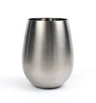 RSVP International Brushed Stainless Steel Barware Collection, Stemless Wine Glass, 11-Ounce