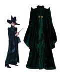 COSMOVIE Women's Witch Halloween Cosplay Costume Movie Wizard Sorceress Cloak Robe Coat