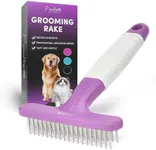 POODLIE Poodle Pet Dog Grooming Rake| Dematting Tool with Stainless Steel Shedding Comb for Pets | 2 Rows of Pins Gently Remove Loose or Tangled Hair from Undercoat | Purple Handle