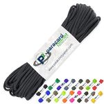 PARACORD PLANET 100 Feet Hanks Parachute 550 Cord Type III 7 Strand Paracord Black