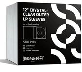 Hudson Hi-Fi Flexible Archival-Grade Vinyl Jacket Outer Sleeves – 500 Pack – Crystal Clear Polypropylene, Anti-Static & Acid-Free