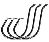 50pcs/100cs Fishing Hooks Strong Offset Octopus Circle Hooks Black High Carbon Steel Extra Sharp Fishing Hooks for Saltwater Fishing