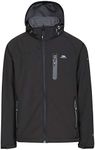 Trespass Men's Accelerator II Waterproof Softshell Jacket with Removable Hood, Black, X-Large