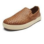 OLUKAI Lae'ahi Lauhala Men's Slip On Sneakers, Drop-in Heel & All-Day Comfort, Breathable Lining, Premium Leather, Fox/Fox, 12