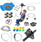 Fineera Zip Line for Kids and Adults Outdoor Up to 350Lbs 150FT with Stainless Steel Zipline Spring Brake, Safety Harness and Steel Trolley Ziplines Kits for Backyards