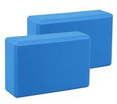 EXERZ Yoga Blocks 2 pack EVA Foam Exercise Workout Fitness Bricks, Pilates Stretch Handstand Non-Slip Gym Blocks, Gymnastics (Blue 2pcs)