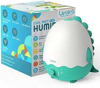 Livatro Humidifiers for Baby with Diffuser, Ultrasonic Quiet Air Kids Humidifier for Bedroom Nursery with Night Light, Timer, and Auto-Shut Off, Last up to 40Hours, BPA FREE, Dinosaur with Fun Stickers