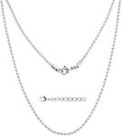 Silvadore 2mm Silver Ball Necklace Chain for Men - Solid Stainless Steel Links - Non-Tarnish Jewelry - 18 Inch / 46cm