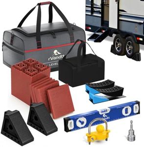 rVandtt Travel Trailer/Toy Hauler Leveling, Stability, and Security Kit - Two Axle Leveling kit, Trailer Hitch Stand, Stabilizer Pads, Wheel Chocks, Hitch Lock, Custom Bags, and More!