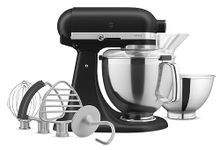 KitchenAid Artisan Series Tilt-Head Stand Mixer With Premium Accessory Pack, Black Matte, KSM195PSBM