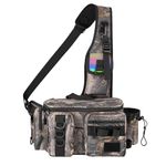 THKFISH Fishing Tackle Bag Fishing Sling Pack Portable Fly Fishing Bag Tackle Box Bag with Rod Holder D.LEAFCAMO-M Size