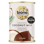 Biona Organic Coconut Milk 400 ml, Pack of 6 - Great Taste Award 2024 Winner - Dairy Free, Naturally Vegan - Pressed from Coconut Kernels - For Cooking and Baking - Vegan Alternative