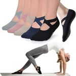 oolong 5 Pairs Pilates Socks Yoga Socks for Women Nonslip Barre Socks with Straps Ballet Dance Socks for Yoga Pilates Ballet Barre Dance