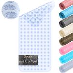 RIPIDIX Non-Slip Bathtub Mat, 100x39 cm, Extra Long – Shower Mat with Powerful Suction Cups & Drain Holes, BPA-Free, Machine Washable, Anti-Mold Bath Mat for Tub with Foot Massage Texture, Clear