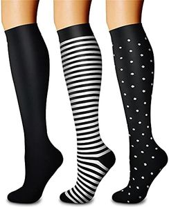 CHARMKING Compression Socks for Women & Men Circulation (3 Pairs) 15-20 mmHg is Best Athletic for Running, Flight Travel, Support, Cycling, Pregnant - Boost Performance, Durability (L/XL,Multi 31)