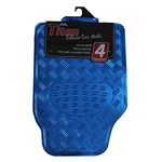 JVL Titan Car Mat Set Metallic 4-Piece Set with Rubber Backing, Blue