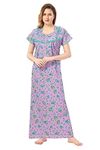 Soulemo Women's Cotton Floral Maxi Nightgown (499OL_Purple_L - Bust 44)