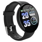 M I D18 Round Fitness Band Smart Watch for Men, Women, Boys, Girls, Kids – Single Touch Interface, Water Resistant, Workout Modes, Quick Charge Sports Smartwatch – Black