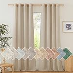 NICETOWN Linen Curtains 84 Inch Long for Living Room Bedroom, Light Filtering Privacy Curtains Grommet Top Soft Thick Linen Textured Semi Sheer Window Drapes for Kitchen, 55 W x 84 L, Angora, 2 Pcs